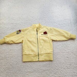 Harley Davidson Full Zip Jacket Toddler 2T Yellow Pockets Graphics Patches Roses